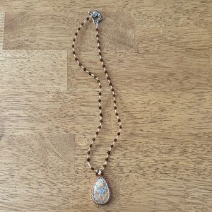 Handmade maligano pendant Elegant Beaded Necklace with Teardrop Pendant